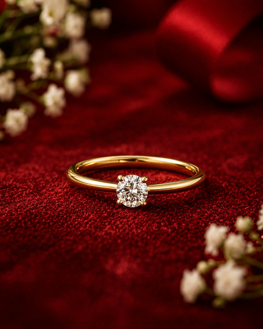 Gold Plated Solitaire Diamond Ring for Women | Elegant Minimal Adjustable Ring