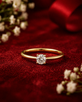 Gold Plated Solitaire Diamond Ring for Women | Elegant Minimal Adjustable Ring