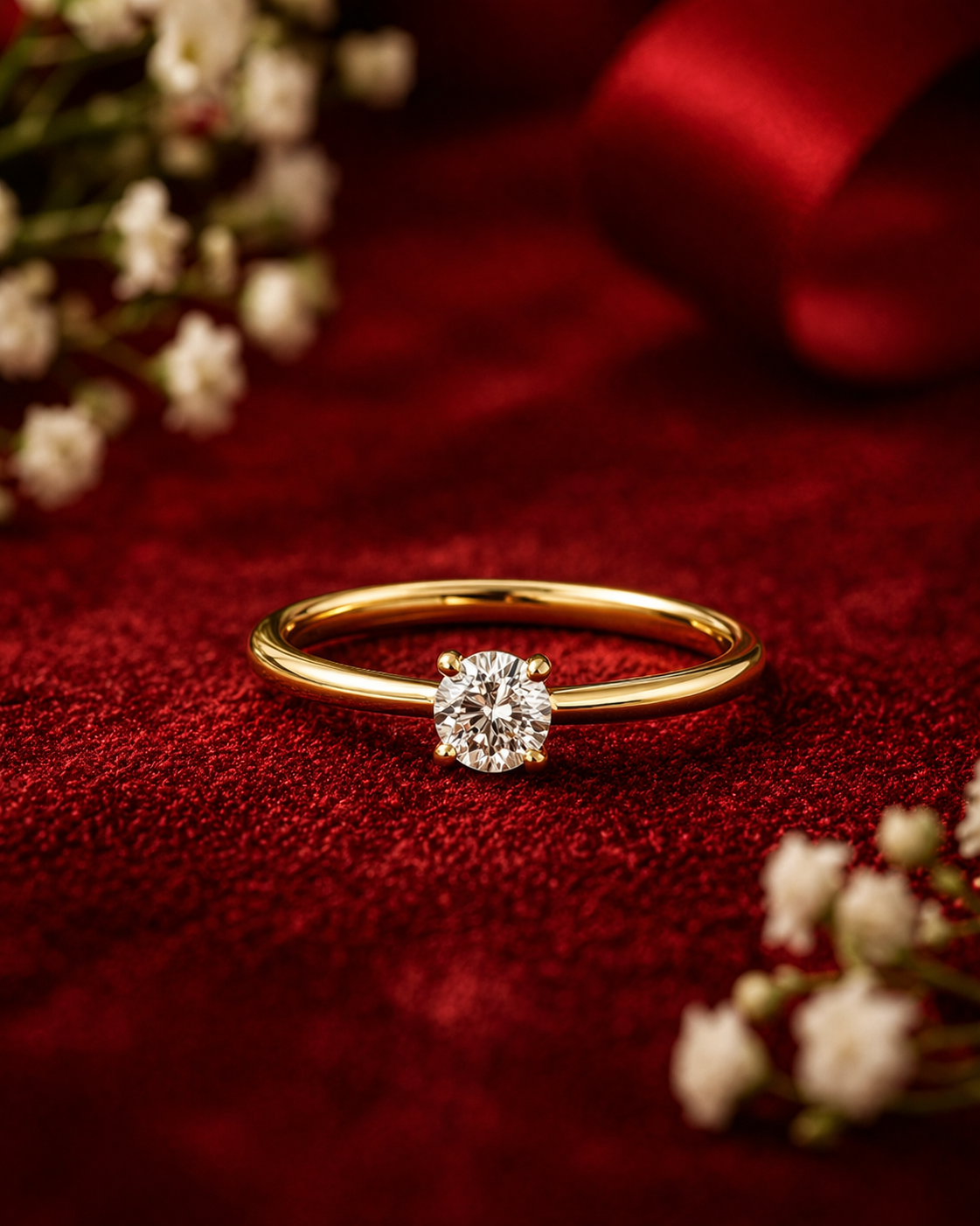 Gold Plated Solitaire Diamond Ring for Women | Elegant Minimal Adjustable Ring