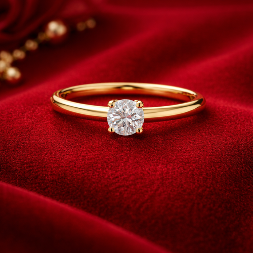 Gold Plated Solitaire Diamond Ring for Women | Elegant Minimal Adjustable Ring