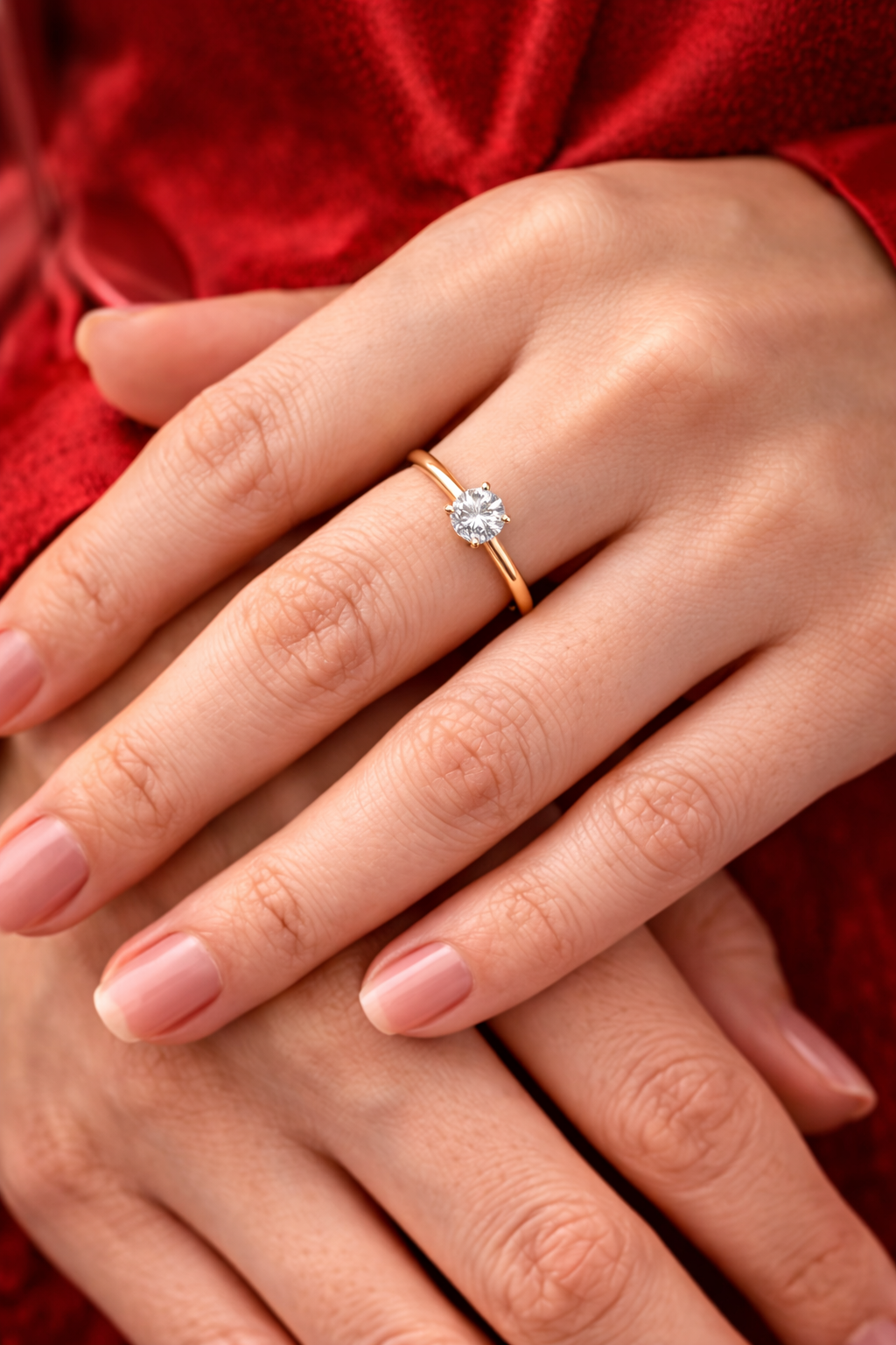 Gold Plated Solitaire Diamond Ring for Women | Elegant Minimal Adjustable Ring