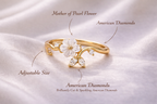 Adjustable Floral Ring with Mother of Pearl & American Diamonds | Elegant Designer Ring for Women