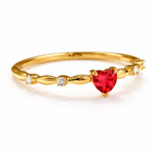 Heart Shape Ruby Love Ring for Her | Gold Plated Adjustable Ring