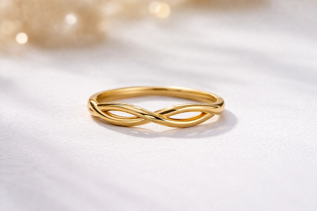 Infinity Twist Ring for Women | Elegant Minimal Gold Finish Ring | Premium Daily Wear Jewelry